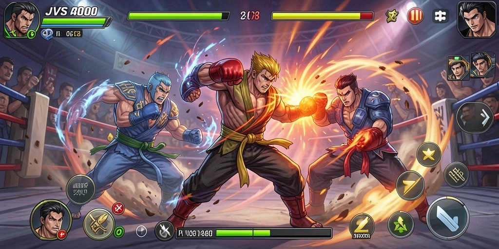 Screenshot JVS88 menampilkan karakter dalam pertarungan Fighting yang mendebarkan.