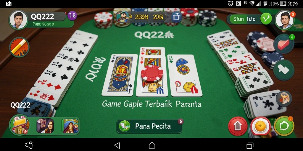 Screenshot QQ222 menampilkan gameplay Gaple yang seru dan interaktif.