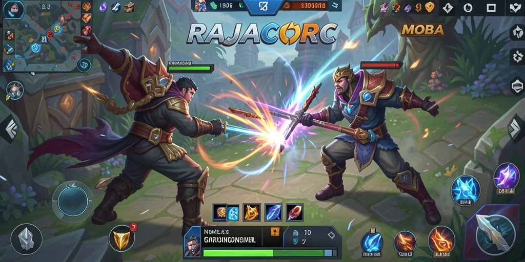 Gameplay seru RAJACORC dengan pertarungan tim yang intens.
